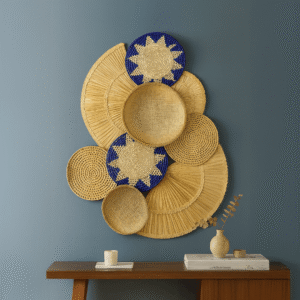 Decoração de Parede Painel Cestarias Boho Azul