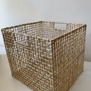 Caixa Organizadora de Palha Natural Vazada 35x33