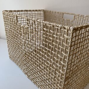 Caixa Organizadora de Palha Natural Vazada 34x34x50