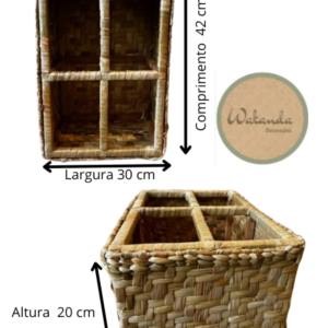 Sapateira em Palha Natural 4 Divisórias Hall De Entrada  Porta Tênis Casa