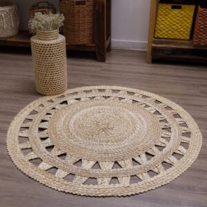 Tapete Em Palha Natural Mandala Rústico Sol 1.50m