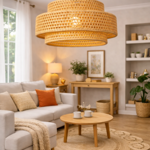 Luminária Pendente em Palha Natural Cascata 50x20