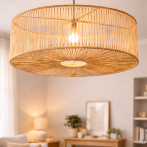 Luminária Pendente em Palha Natural Abayomi 70x20