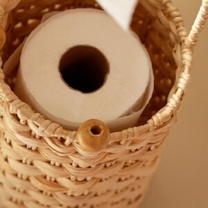 Porta Papel Higiênico Aramado em palha de Milho 30x12